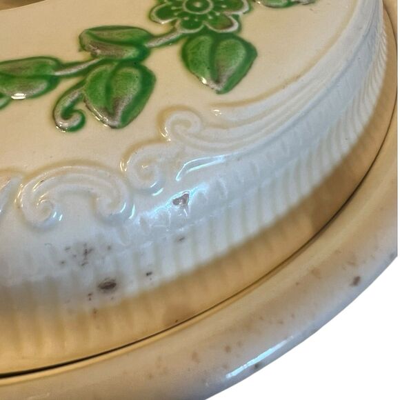 Homer Laughlin Oven Serve 1 Qt Casserole Dish Green Floral Vintage Cottagecore - Picture 6 of 14